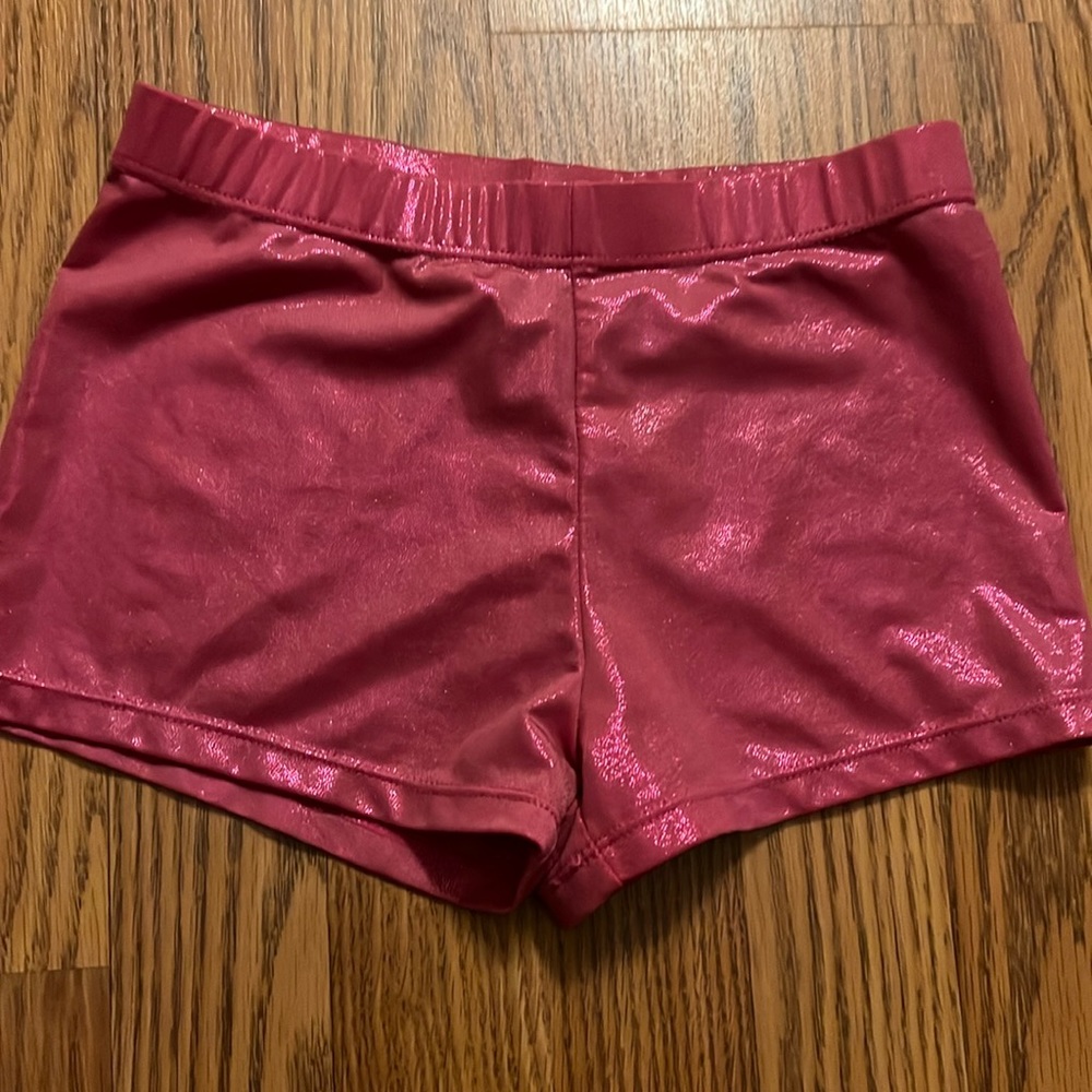 Pink shimmering spandex sports shorts | eu 150 (10-11) years